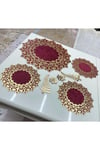 1 Adet Orta Sehpa Örtüsü(60CM)/3 Adet Zigon Örtüsü (33CM)/bordo Kadife/gold Varak Işlemeli/4 Parça