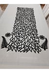 1 Adet Runner /125x45cm/siyah/suni Deri/1.7mm Kalınlık/2 Yaprak,2 Çiçek Motifi Hediye/