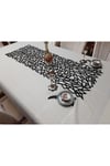 1 Adet Runner /125x45cm/siyah/suni Deri/1.7mm Kalınlık/2 Yaprak,2 Çiçek Motifi Hediye/