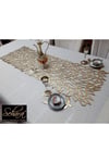 1 Adet Runner /125x45cm/siyah/suni Deri/1.7mm Kalınlık/2 Yaprak,2 Çiçek Motifi Hediye/