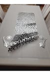 1 Adet Runner /125x45cm/siyah/suni Deri/1.7mm Kalınlık/2 Yaprak,2 Çiçek Motifi Hediye/