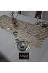1 Adet Runner /125x45cm/siyah/suni Deri/1.7mm Kalınlık/2 Yaprak,2 Çiçek Motifi Hediye/