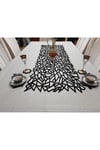 1 Adet Runner /125x45cm/siyah/suni Deri/1.7mm Kalınlık/2 Yaprak,2 Çiçek Motifi Hediye/