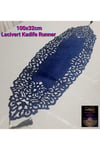 1 ADET RUNNER/100x32cm/KADİFE/2 YAPRAK,2 ÇİÇEK MOTİFİ HEDİYE/LACİVERT