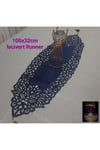 1 ADET RUNNER/100x32cm/KADİFE/2 YAPRAK,2 ÇİÇEK MOTİFİ HEDİYE/LACİVERT