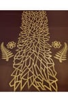 1 Adet Suni Deri Runner (100x33cm)/Eskitme Soft Gold/4 Parça Kahve Sunumluğu Hediye
