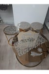 1 Orta Sehpa Runnerı (70X33CM) ve 3 Zigon Örtüsü(33CM)/ışıltılı Gümüş Suni Deri/toplam 4 Parça
