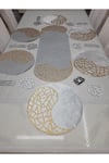 1 RUNNER (100X33CM)/6 SERVİS(34CM)/6 BARDAKALTLIĞI/6 KAŞIKLIK/DERİ İŞLEMELİ KADİFE/
