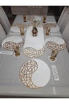 1 RUNNER (100X33CM)/6 SERVİS(34CM)/6 BARDAKALTLIĞI/6 KAŞIKLIK/DERİ İŞLEMELİ KADİFE/