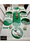 1 RUNNER (100X33CM)/6 SERVİS(34CM)/6 BARDAKALTLIĞI/6 KAŞIKLIK/DERİ İŞLEMELİ KADİFE/