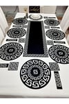 1 Runner(100X33)/8 Amerikan Servis (33CM)/8 B.altlığı/8 Kaşıklık/25 Parça/yemek Sunum Takımı/siyah
