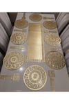 1 Runner(100X33)/8 Amerikan Servis (33CM)/8 B.altlığı/8 Kaşıklık/25 Parça/yemek Sunum Takımı/siyah