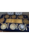 1 Runner(100X33)/8 Amerikan Servis (33CM)/8 B.altlığı/8 Kaşıklık/25 Parça/yemek Sunum Takımı/siyah