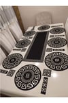 1 Runner(100X33)/8 Amerikan Servis (33CM)/8 B.altlığı/8 Kaşıklık/25 Parça/yemek Sunum Takımı/siyah