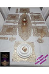 1 RUNNER(100X33CM)/6 SERVİS(33X33CM/6 BARDAKALTLIĞI/6 KAŞIKLIK/VİZON ÜZERİ SOFT GÜMÜŞ EKİTME/S.DERİ/