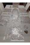 1 RUNNER(100X33CM)/6 SERVİS(33X33CM/6 BARDAKALTLIĞI/6 KAŞIKLIK/VİZON ÜZERİ SOFT GÜMÜŞ EKİTME/S.DERİ/