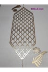 1 Runner/120x32cm/suni Deri/gold Varaklı(2YAPRAK,2ÇİÇEK MOTİFİ HEDİYESİ)ile Toplam 5 Parça