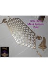 1 Runner/120x32cm/suni Deri/gold Varaklı(2YAPRAK,2ÇİÇEK MOTİFİ HEDİYESİ)ile Toplam 5 Parça
