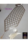1 Runner/120x32cm/suni Deri/gold Varaklı(2YAPRAK,2ÇİÇEK MOTİFİ HEDİYESİ)ile Toplam 5 Parça