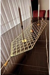1 Runner/120x32cm/suni Deri/gold Varaklı(2YAPRAK,2ÇİÇEK MOTİFİ HEDİYESİ)ile Toplam 5 Parça