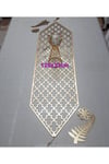 1 Runner/120x32cm/suni Deri/gold Varaklı(2YAPRAK,2ÇİÇEK MOTİFİ HEDİYESİ)ile Toplam 5 Parça