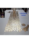 1 Runner/120x33cm/siyah/suni Deri (2 YAPRAK,2 ÇİÇEK MOTİFİ ILE) Toplam 5 Parça