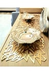 1 Runner/120x33cm/siyah/suni Deri (2 YAPRAK,2 ÇİÇEK MOTİFİ ILE) Toplam 5 Parça