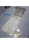 1 Runner/120x33cm/siyah/suni Deri (2 YAPRAK,2 ÇİÇEK MOTİFİ ILE) Toplam 5 Parça