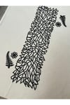 1 Runner/120x33cm/siyah/suni Deri (2 YAPRAK,2 ÇİÇEK MOTİFİ ILE) Toplam 5 Parça