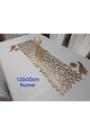 1 Runner/120x33cm/siyah/suni Deri (2 YAPRAK,2 ÇİÇEK MOTİFİ ILE) Toplam 5 Parça