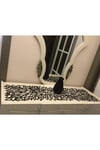 1 Runner/120x33cm/siyah/suni Deri (2 YAPRAK,2 ÇİÇEK MOTİFİ ILE) Toplam 5 Parça