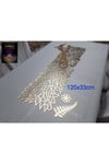 1 Runner/120x33cm/siyah/suni Deri (2 YAPRAK,2 ÇİÇEK MOTİFİ ILE) Toplam 5 Parça