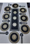 1 RUNNER,8 AMERİKAN SERVİS,8 BARDAKALTLIĞI,8 KAŞIKLIK/25 PARÇA/8 KİŞİLİK/KADİFE/GRİ-ALTIN