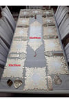 1 Runner(99X32)/12 A.servis(33X33)/12 B.altlığı/12 Kaşıklık/37 Parça/12 Kişilik/kadife/siyah-gold