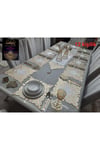 1 Runner(99X32)/12 A.servis(33X33)/12 B.altlığı/12 Kaşıklık/37 Parça/12 Kişilik/kadife/siyah-gold
