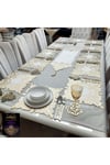 1 Runner(99X32)/12 A.servis(33X33)/12 B.altlığı/12 Kaşıklık/37 Parça/12 Kişilik/kadife/siyah-gold