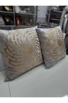 2 Adet Kırlent Kılıfı/40x40cm/vizon Üzeri Simli Gold Işlemeli/arkası Da Kadifedir.