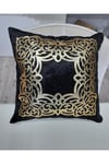 2 Adetkadife/kırlent/40x40cm/siyah Üzeri Varaklı Altın S.deri Işlemeli