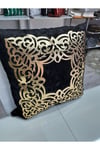 2 Adetkadife/kırlent/40x40cm/siyah Üzeri Varaklı Altın S.deri Işlemeli