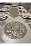 25 Parça/eskitilmiş S.deri/sofra Takımı/1 Runner,8 A.servis,8 B.altlığı,8 Peçetelik-soft Gold-