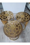 3 Adet Örtü/33cm/simli Işıltılı Gold/yuvarlak/suni Deri