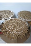3 Adet Örtü/33cm/simli Işıltılı Gold/yuvarlak/suni Deri