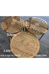 3 Adet Örtü/33cm/simli Işıltılı Gold/yuvarlak/suni Deri