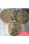 3 Adet Zigon Sehpa Örtüsü/33cm/simli Işıltılı Gold/s.deri