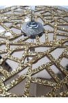 3 Adet Zigon Sehpa Örtüsü/33cm/simli Işıltılı Gold/s.deri
