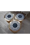 3 ADET/ZİGON SEHPA ÖRTÜSÜ(SERVİS)/33CM YUVARLAK/KADİFE/ÜZERİ DERİ İŞLEMELİ/