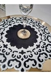 3 ADET/ZİGON SEHPA ÖRTÜSÜ(SERVİS)/33CM YUVARLAK/KADİFE/ÜZERİ DERİ İŞLEMELİ/