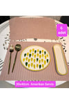 AMERİKAN SERVİS/6 ADET/30X40CM/SUNİ DERİ/BEJ (HAFİF SİMLİ)