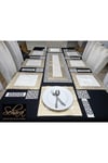 Kadife/8 Kişilik Sofra Sunum Seti/krem(EKRU)gold/1 Runner,8 Servis,8 Bardakaltlığı,8 Kaşıklık