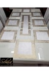 Kadife/8 Kişilik Sofra Sunum Seti/krem(EKRU)gold/1 Runner,8 Servis,8 Bardakaltlığı,8 Kaşıklık